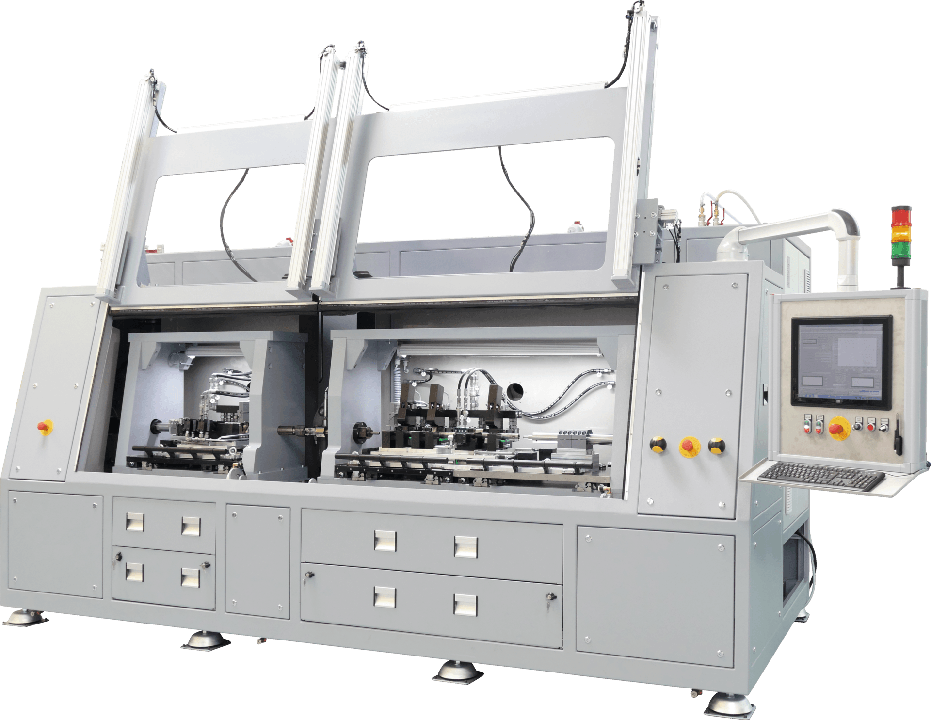 Autofrettage Maschine with two test chambers for short and long common rails